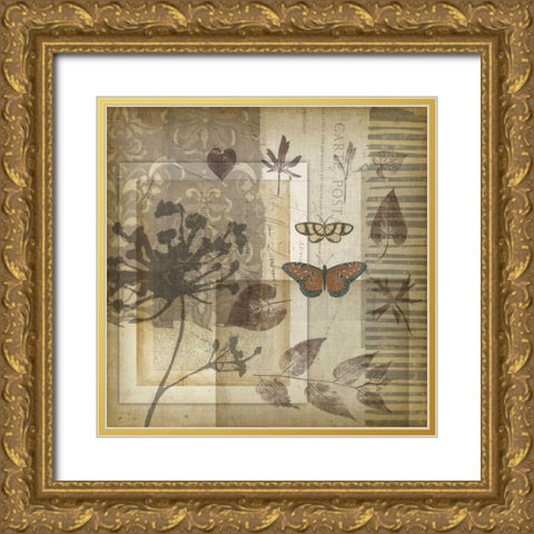 Small Notebook Collage I Gold Ornate Wood Framed Art Print with Double Matting by Goldberger, Jennifer