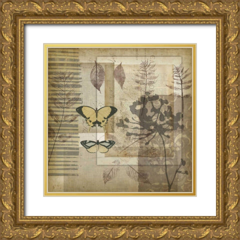 Small Notebook Collage II Gold Ornate Wood Framed Art Print with Double Matting by Goldberger, Jennifer