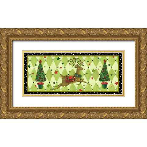 Harlequin Christmas Collection D Gold Ornate Wood Framed Art Print with Double Matting by Eisner, Viv