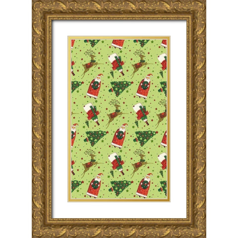 Harlequin Christmas Collection E Gold Ornate Wood Framed Art Print with Double Matting by Eisner, Viv