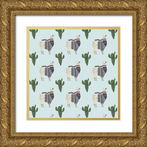 Holiday Llama Collection I Gold Ornate Wood Framed Art Print with Double Matting by Borges, Victoria