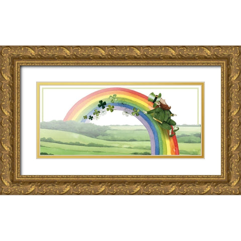 Leprechauns Rainbow Collection D Gold Ornate Wood Framed Art Print with Double Matting by Popp, Grace