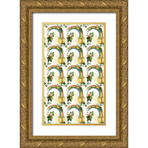 Leprechauns Rainbow Collection E Gold Ornate Wood Framed Art Print with Double Matting by Popp, Grace