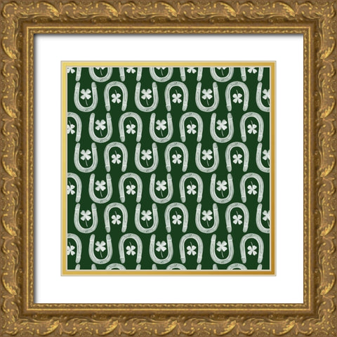 Leprechauns Rainbow Collection G Gold Ornate Wood Framed Art Print with Double Matting by Popp, Grace