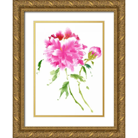 Peonies in Pink I Gold Ornate Wood Framed Art Print with Double Matting by Parker, Nan Rae