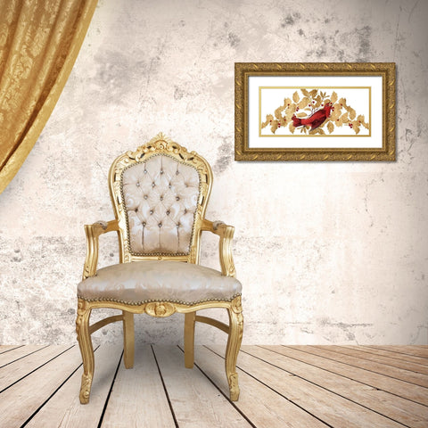 Red Bird Christmas Collection D Gold Ornate Wood Framed Art Print with Double Matting by Studio W