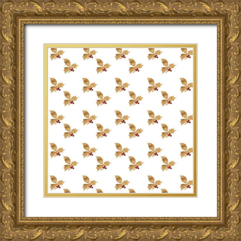 Red Bird Christmas Collection F Gold Ornate Wood Framed Art Print with Double Matting by Studio W