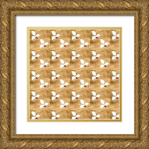 Red Bird Christmas Collection G Gold Ornate Wood Framed Art Print with Double Matting by Studio W