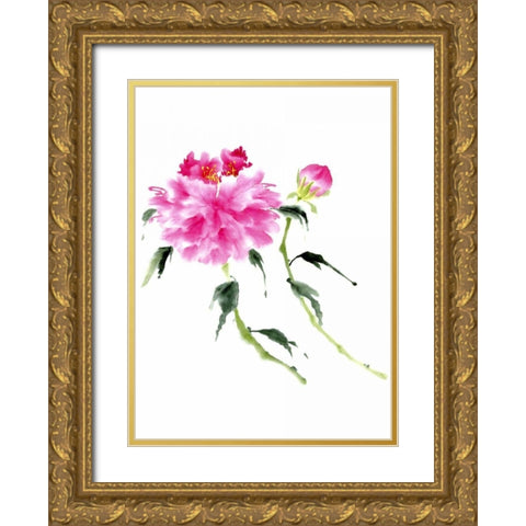 Peonies in Pink IV Gold Ornate Wood Framed Art Print with Double Matting by Parker, Nan Rae