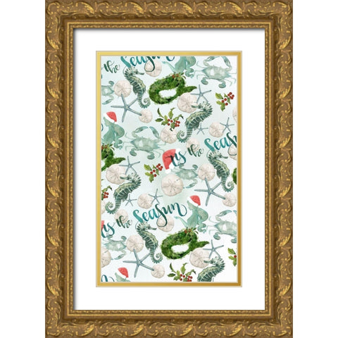 Tis the Seasun Collection E Gold Ornate Wood Framed Art Print with Double Matting by Parker, Jennifer Paxton