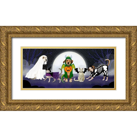 Halloween Pets Collection D Gold Ornate Wood Framed Art Print with Double Matting by Borges, Victoria