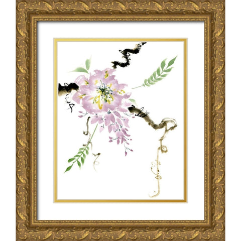 First Blossom Gold Ornate Wood Framed Art Print with Double Matting by Parker, Nan Rae