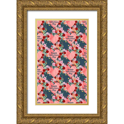 Sweet Hearts Collection E Gold Ornate Wood Framed Art Print with Double Matting by Popp, Grace