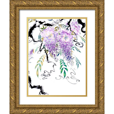 Wisteria Garden III Gold Ornate Wood Framed Art Print with Double Matting by Parker, Nan Rae