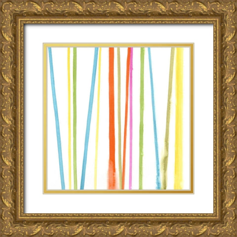Cabana Stripes II Gold Ornate Wood Framed Art Print with Double Matting by Vess, June Erica