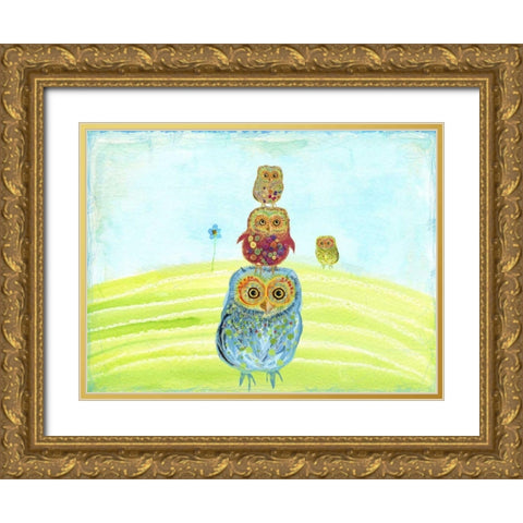 Owl Totem Gold Ornate Wood Framed Art Print with Double Matting by Blixt, Ingrid