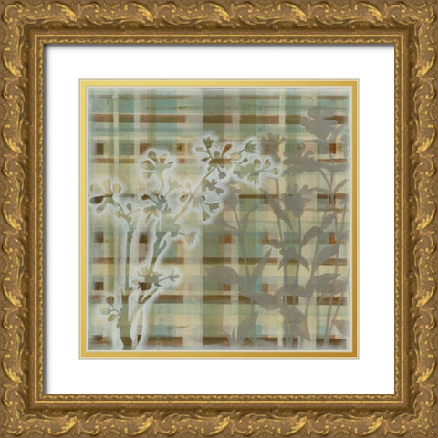 Tartan Floral I Gold Ornate Wood Framed Art Print with Double Matting by Meagher, Megan