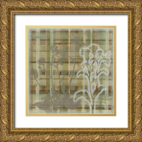 Tartan Floral II Gold Ornate Wood Framed Art Print with Double Matting by Meagher, Megan