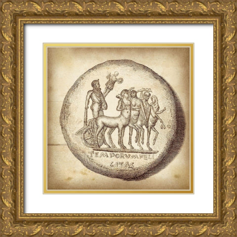 Cus. Antique Roman Coins VI B - LIB Gold Ornate Wood Framed Art Print with Double Matting by Unknown