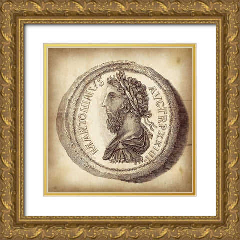 Cus. Antique Roman Coins VI C - LIB Gold Ornate Wood Framed Art Print with Double Matting by Unknown