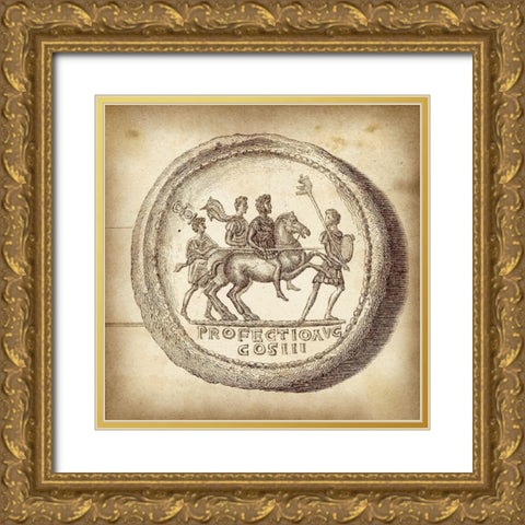 Cus. Antique Roman Coins VI D - LIB Gold Ornate Wood Framed Art Print with Double Matting by Unknown