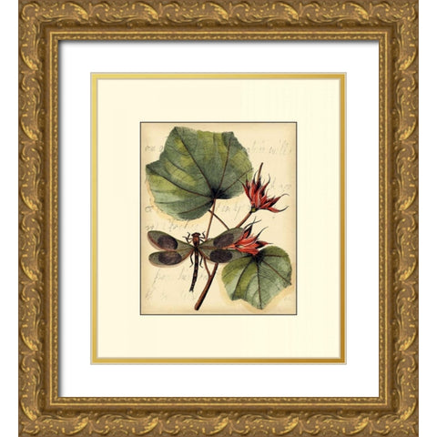 Petite Dragonflies I Gold Ornate Wood Framed Art Print with Double Matting by Vision Studio