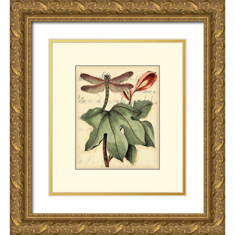 Petite Dragonflies II Gold Ornate Wood Framed Art Print with Double Matting by Vision Studio