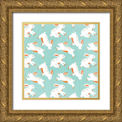 Easter Bunnies Collection F Gold Ornate Wood Framed Art Print with Double Matting by Wang, Melissa