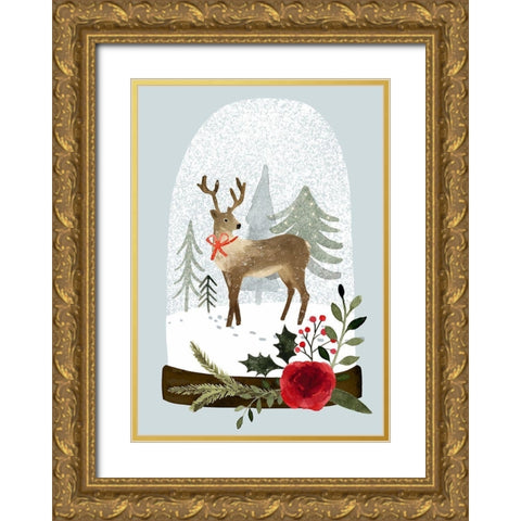 Snow Globe Village Collection B Gold Ornate Wood Framed Art Print with Double Matting by Barnes, Victoria