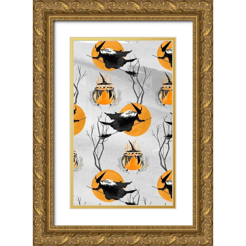 Witchy Mischief Collection E Gold Ornate Wood Framed Art Print with Double Matting by Parker, Jennifer Paxton
