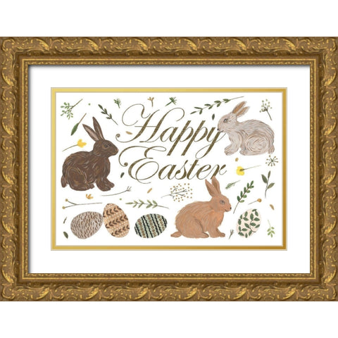 Happy Bunny Day Collection A Gold Ornate Wood Framed Art Print with Double Matting by Wang, Melissa