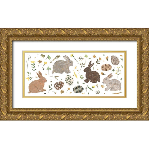 Happy Bunny Day Collection D Gold Ornate Wood Framed Art Print with Double Matting by Wang, Melissa