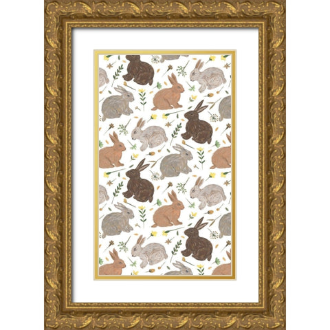 Happy Bunny Day Collection E Gold Ornate Wood Framed Art Print with Double Matting by Wang, Melissa