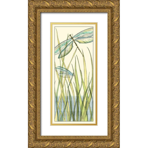 Gossamer Dragonflies I Gold Ornate Wood Framed Art Print with Double Matting by Zarris, Chariklia