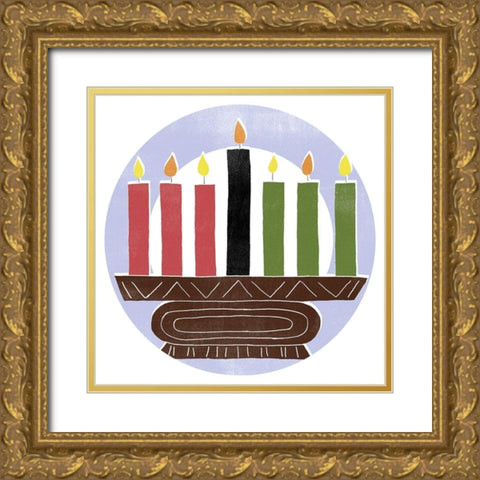 Kwanzaa Celebration Collection C Gold Ornate Wood Framed Art Print with Double Matting by Vess, June Erica