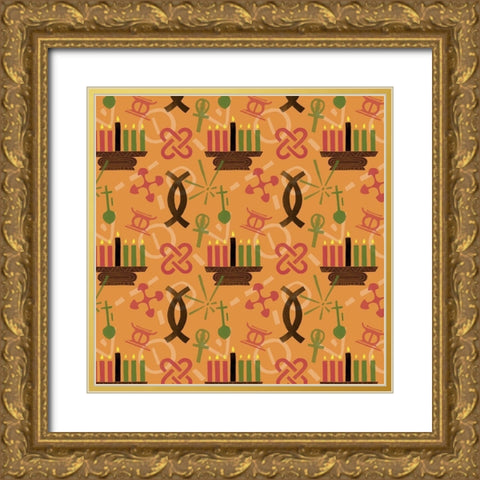 Kwanzaa Celebration Collection G Gold Ornate Wood Framed Art Print with Double Matting by Vess, June Erica