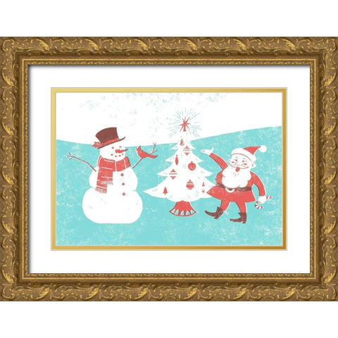 Mid-Century Christmas Collection A Gold Ornate Wood Framed Art Print with Double Matting by Green, Jacob