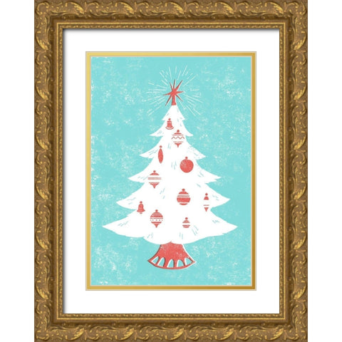 Mid-Century Christmas Collection B Gold Ornate Wood Framed Art Print with Double Matting by Green, Jacob