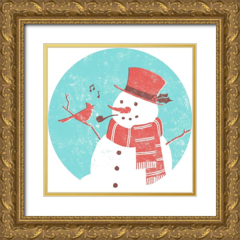 Mid-Century Christmas Collection C Gold Ornate Wood Framed Art Print with Double Matting by Green, Jacob