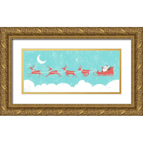 Mid-Century Christmas Collection D Gold Ornate Wood Framed Art Print with Double Matting by Green, Jacob