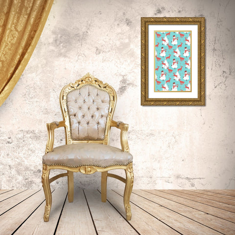 Mid-Century Christmas Collection E Gold Ornate Wood Framed Art Print with Double Matting by Green, Jacob
