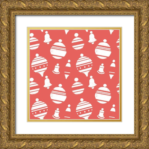 Mid-Century Christmas Collection F Gold Ornate Wood Framed Art Print with Double Matting by Green, Jacob
