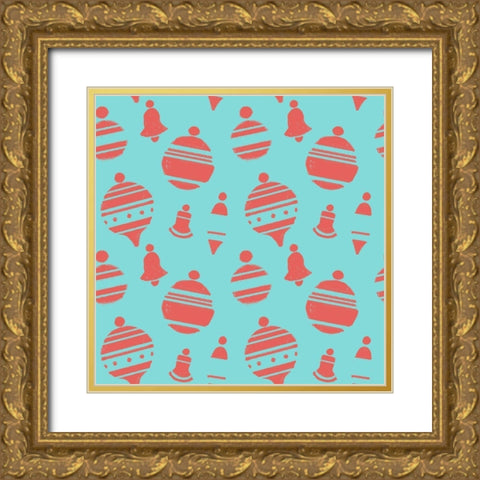 Mid-Century Christmas Collection G Gold Ornate Wood Framed Art Print with Double Matting by Green, Jacob