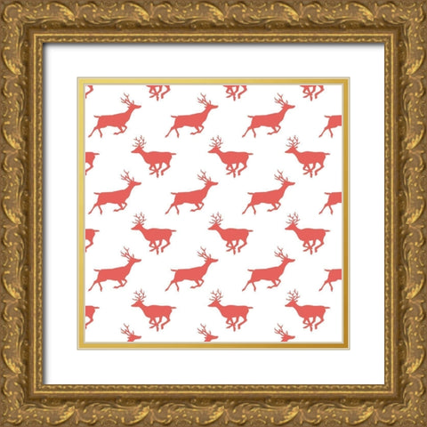 Mid-Century Christmas Collection H Gold Ornate Wood Framed Art Print with Double Matting by Green, Jacob
