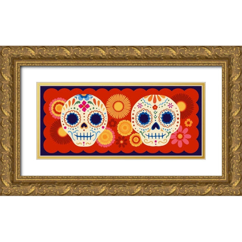 Calaveras Collection D Gold Ornate Wood Framed Art Print with Double Matting by Barnes, Victoria