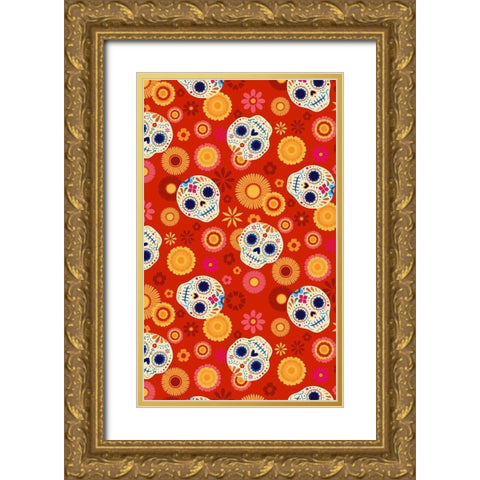 Calaveras Collection E Gold Ornate Wood Framed Art Print with Double Matting by Barnes, Victoria