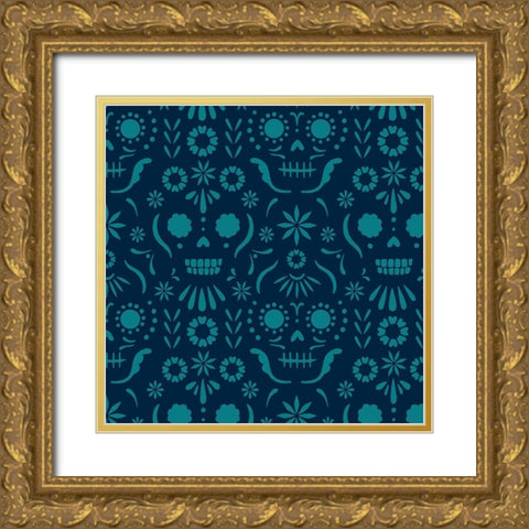 Calaveras Collection G Gold Ornate Wood Framed Art Print with Double Matting by Barnes, Victoria