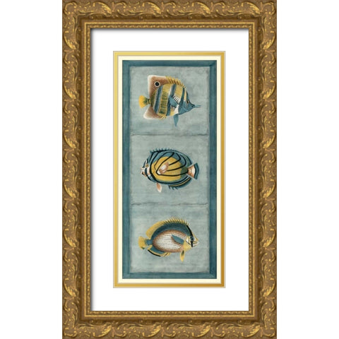 Tropical Fish Trio I Gold Ornate Wood Framed Art Print with Double Matting by Vision Studio
