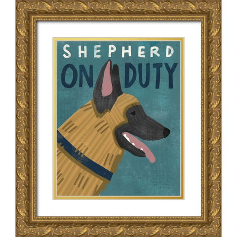 Shepherd On Duty Gold Ornate Wood Framed Art Print with Double Matting by Inner Circle