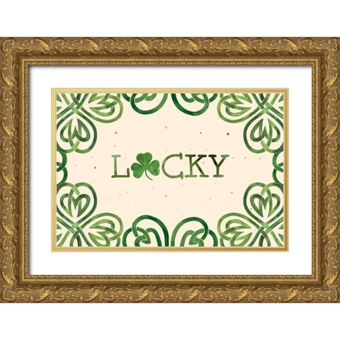 Gilded Shamrock Collection A Gold Ornate Wood Framed Art Print with Double Matting by Borges, Victoria